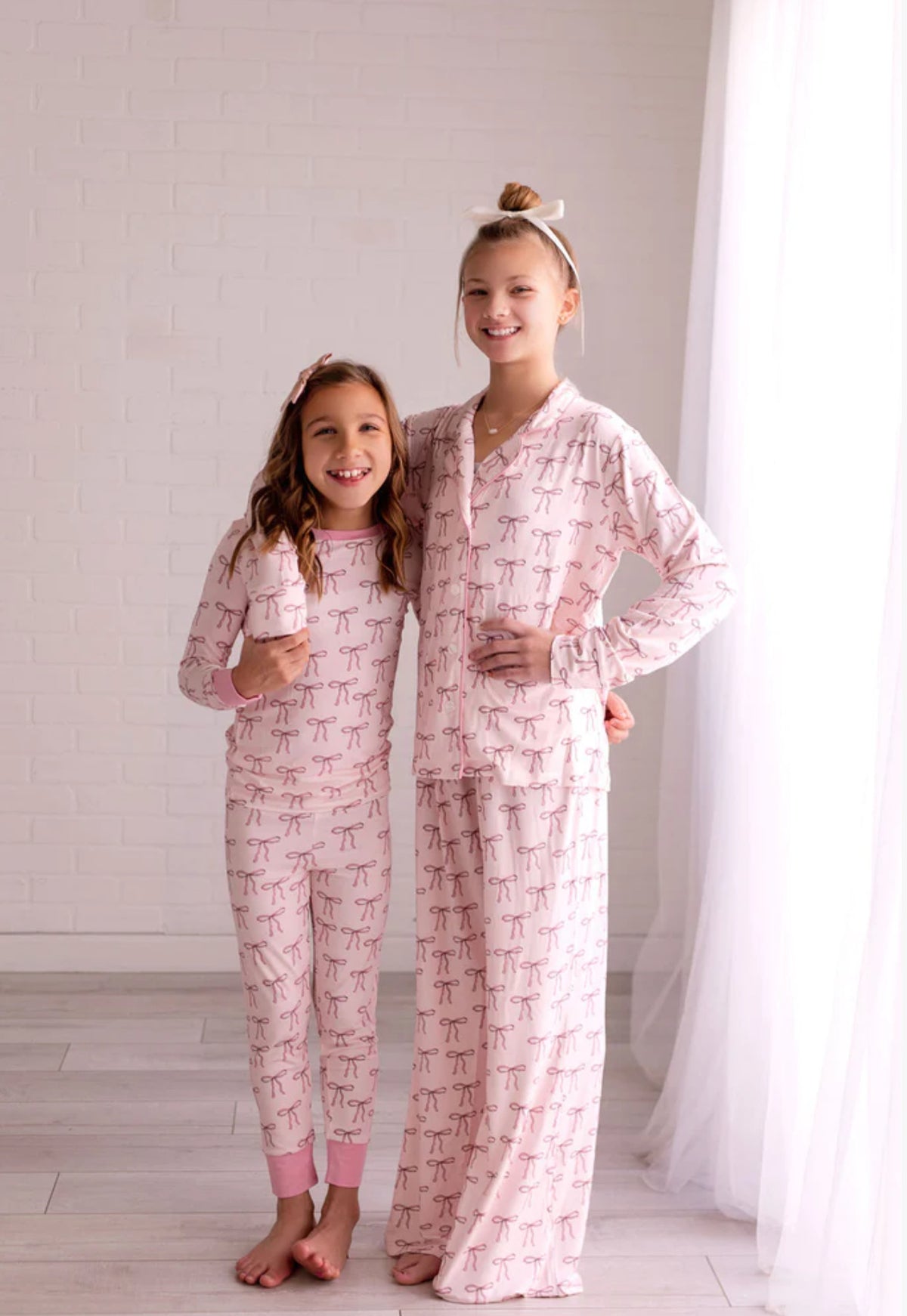 Bows Bamboo Pajama Set (Kids and Women’s Sizes)