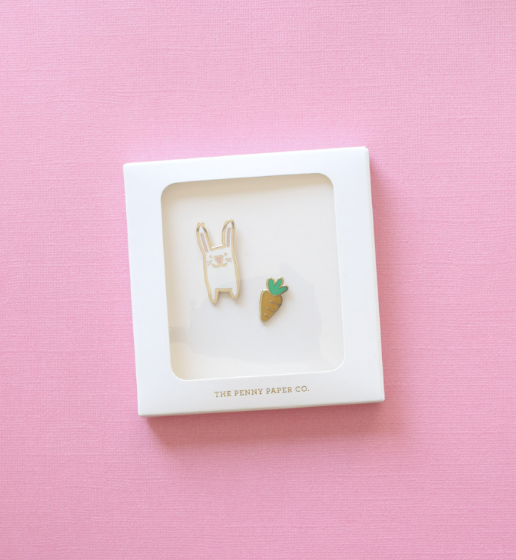 Easter Bunny + Carrot | Enamel Pin Boxed Gift Set
