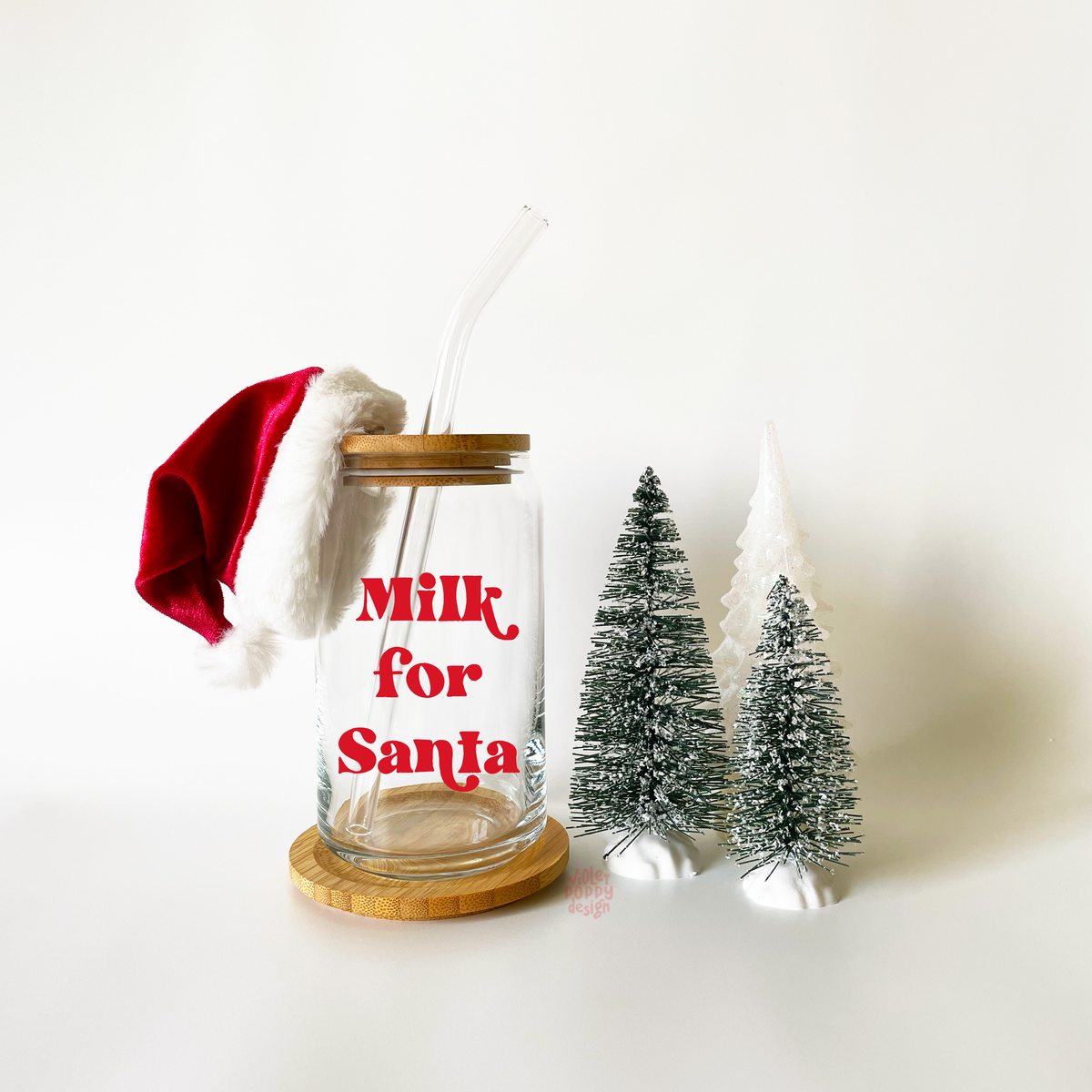 Milk for Santa glass, Christmas cup for kids, milk glass