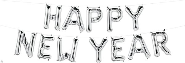16&quot; Happy New Year Balloon Garland Kit- Silver