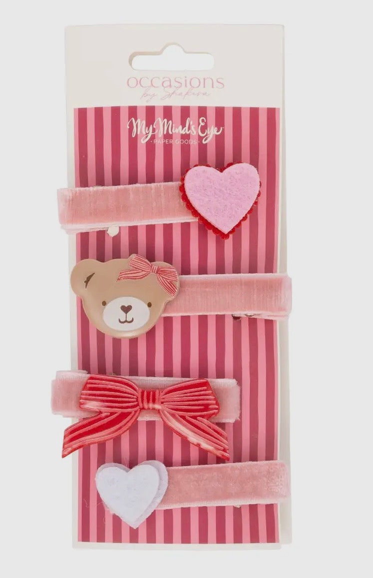 Beary Loved Hair Clip Set