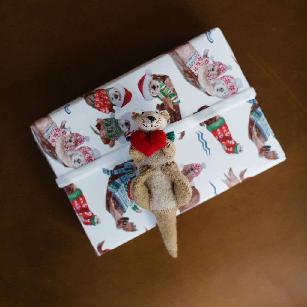 Holiday Otters Gift Wrap Single Sheet