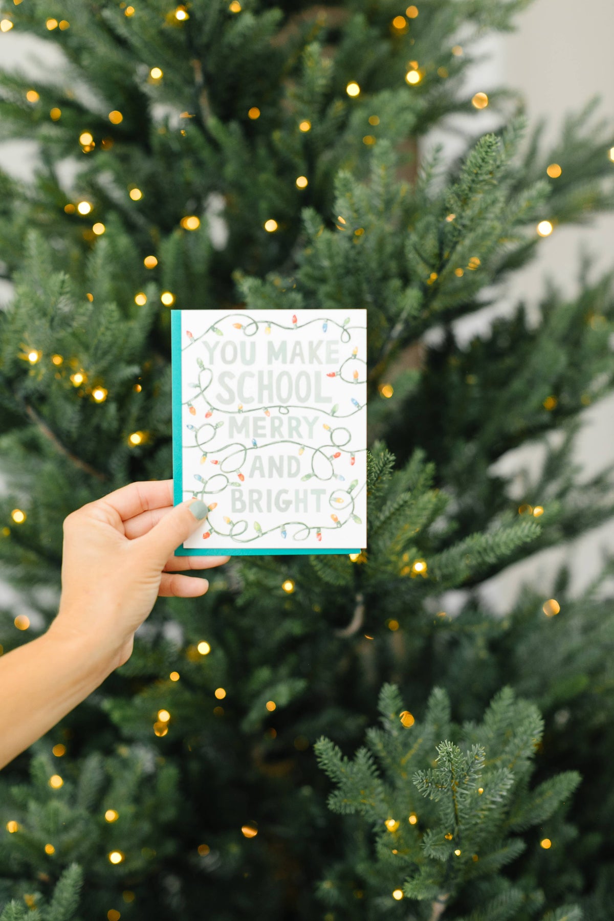 Merry &amp; Bright Teacher Holiday Greeting Card