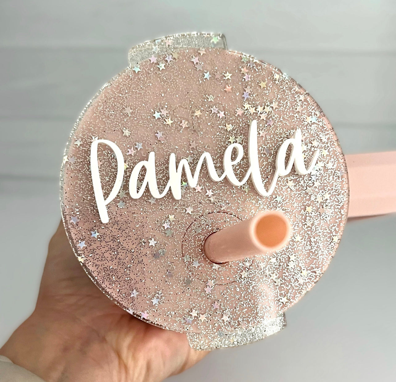 Personalized Acrylic Glitter Tumbler Name Tag For Tumbler Plate