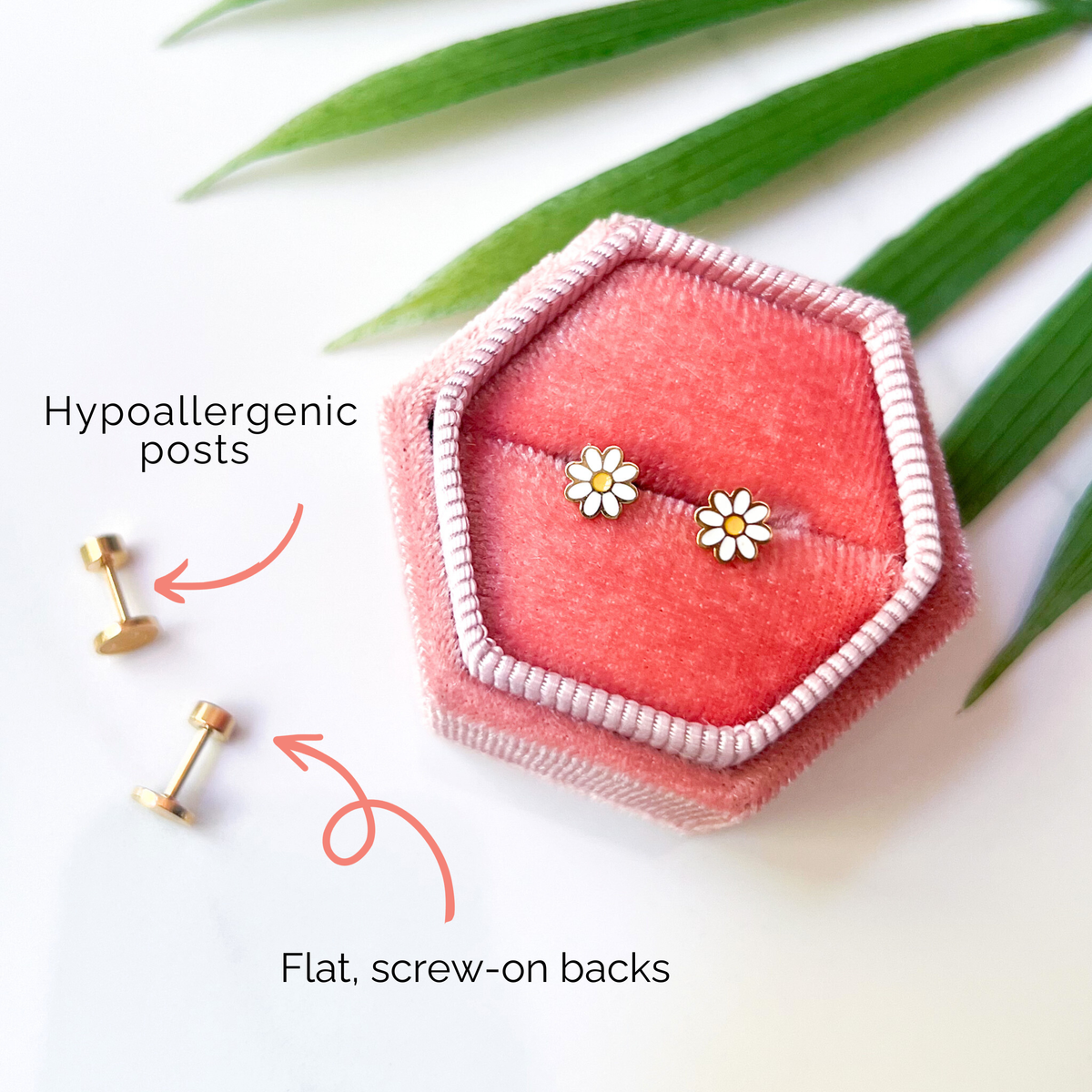 Pink Daisy Stud Earrings