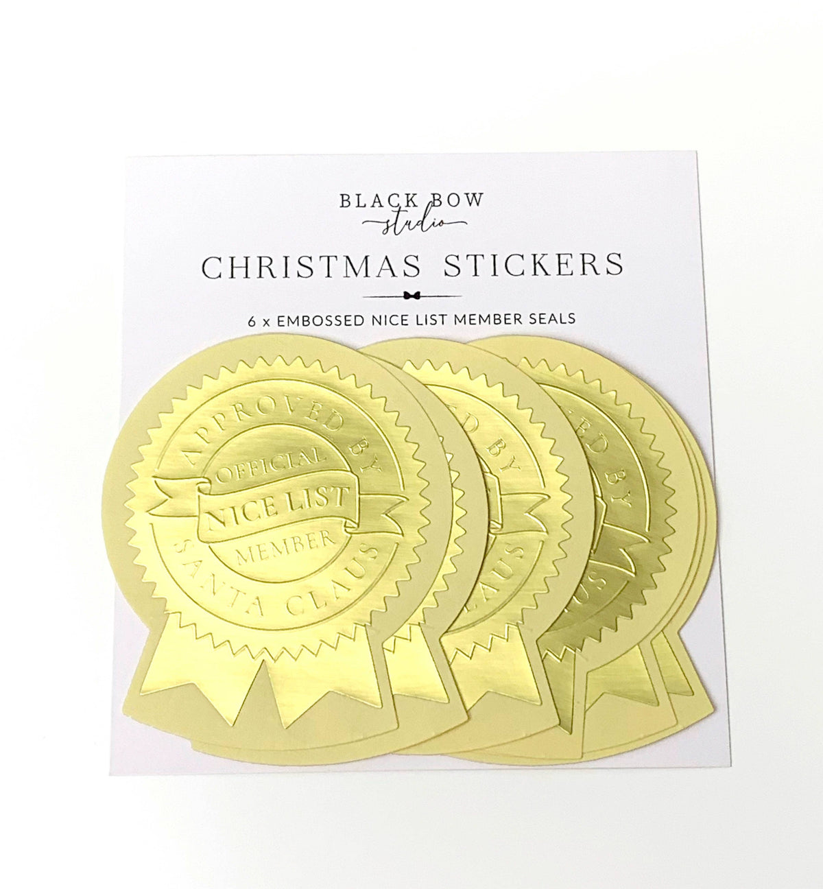 Nice List Member Christmas Embossed Rosette Stickers