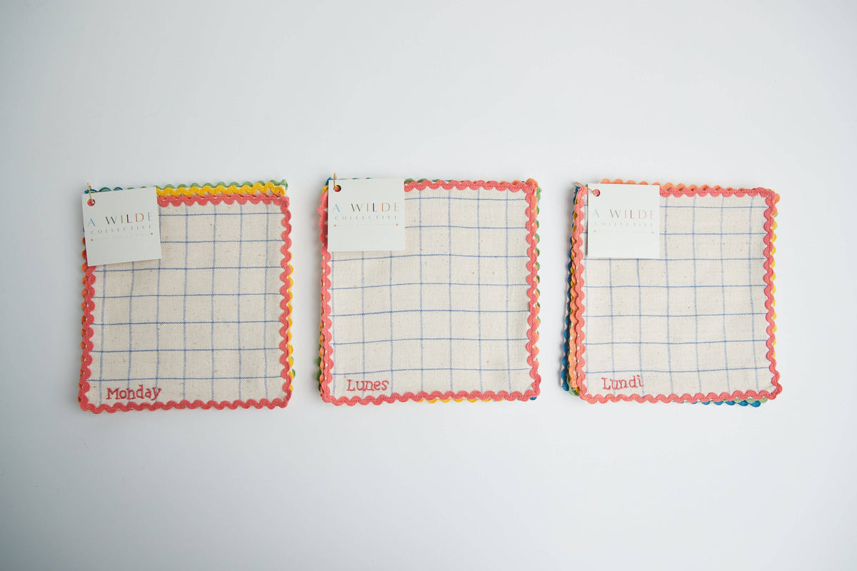 Handwoven Days Of The Week Lunchbox Napkins: English