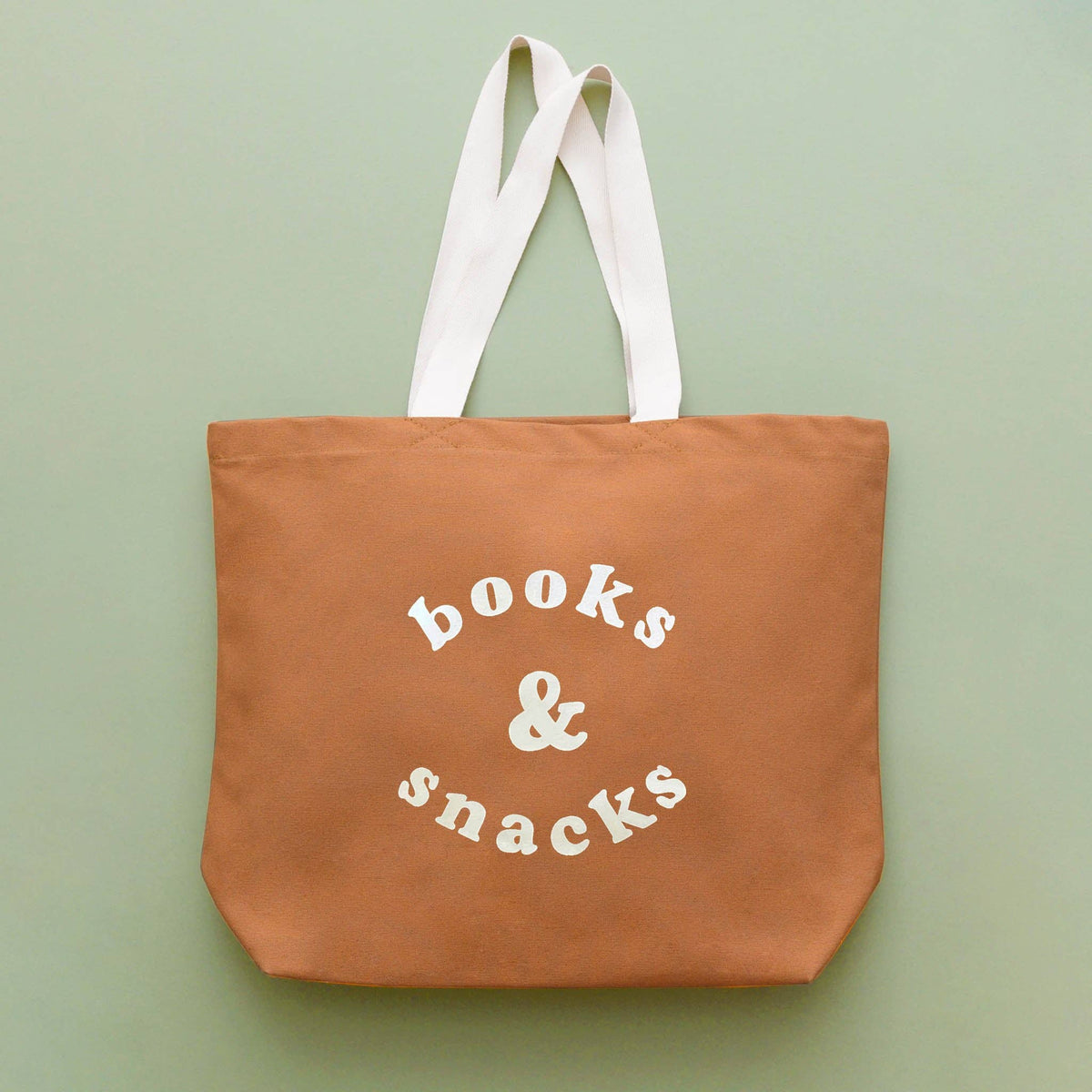 Books &amp; Snacks - Tan Canvas Tote Bag