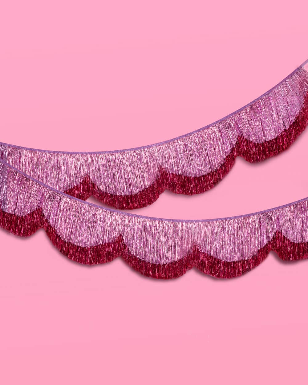 Tickled Pink Fringe - scalloped banner, purple