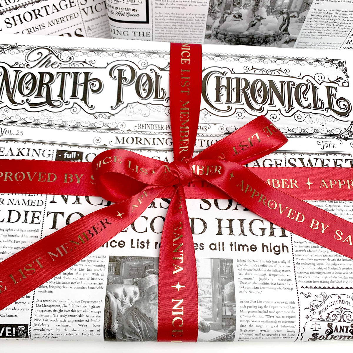 Nice List Member Christmas Printed Ribbon