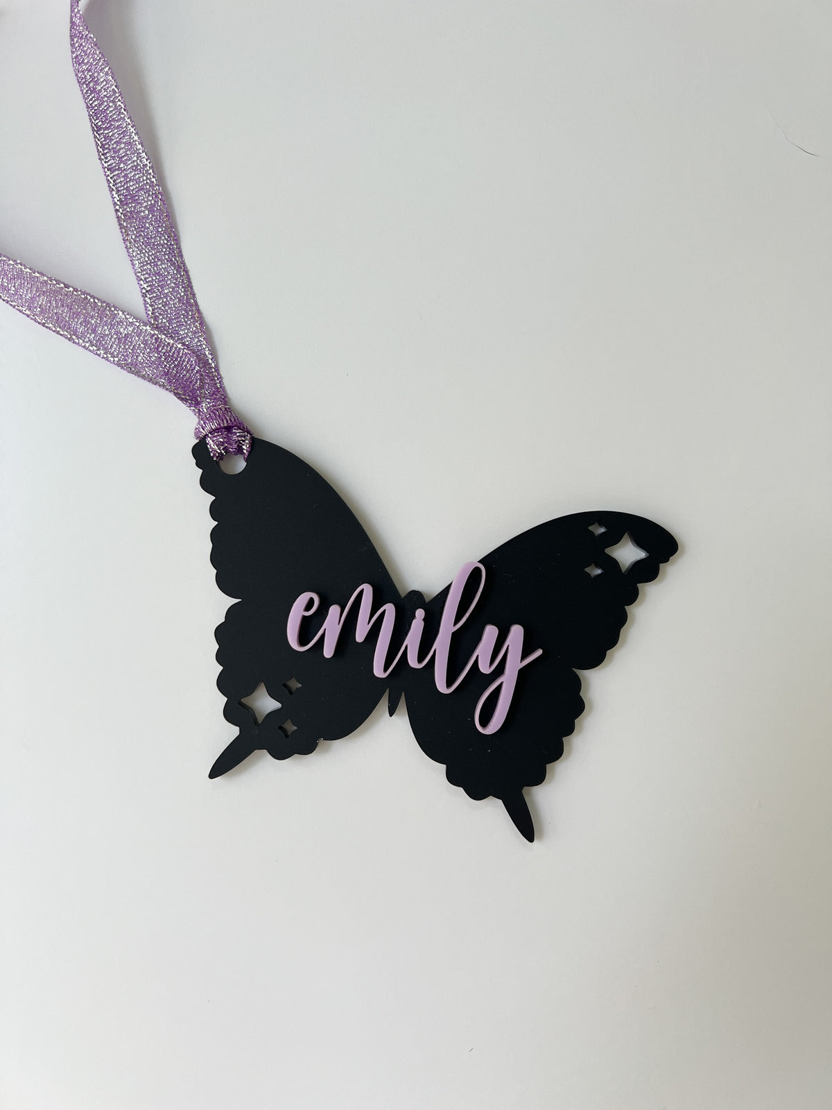 Black Butterfly Halloween Acrylic Tag