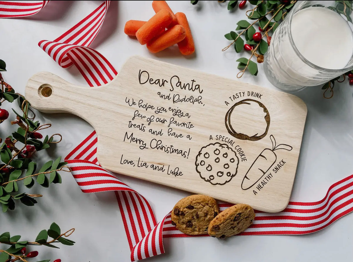 Santa Milk and Cookies Board- Personalized