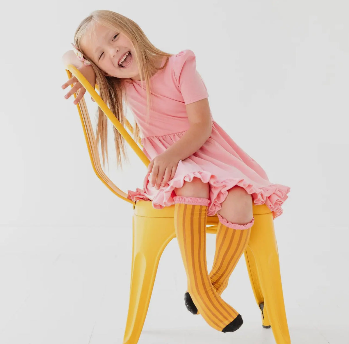 Pencil Stripe Lace Top Knee Highs