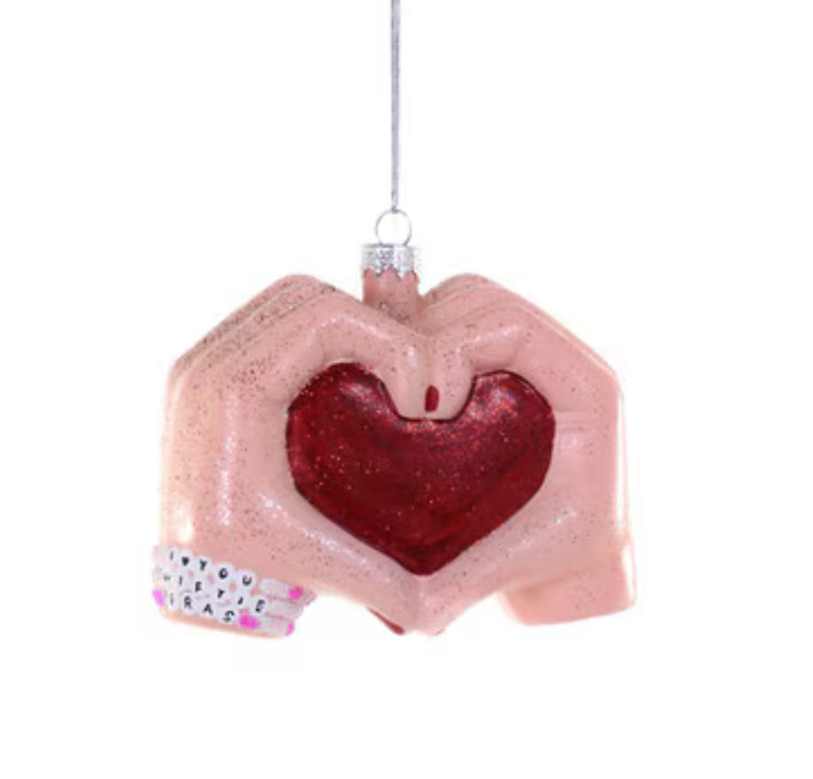 Heart Hands Glass Ornament