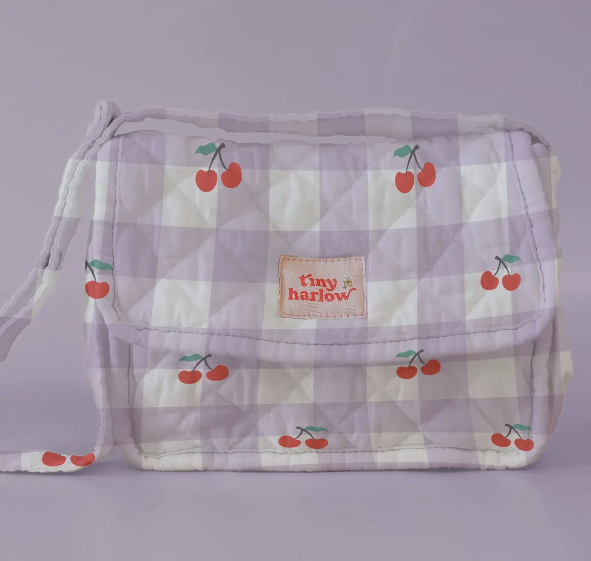 Tiny Tummies Nappy Bag- Gingham + Cherries