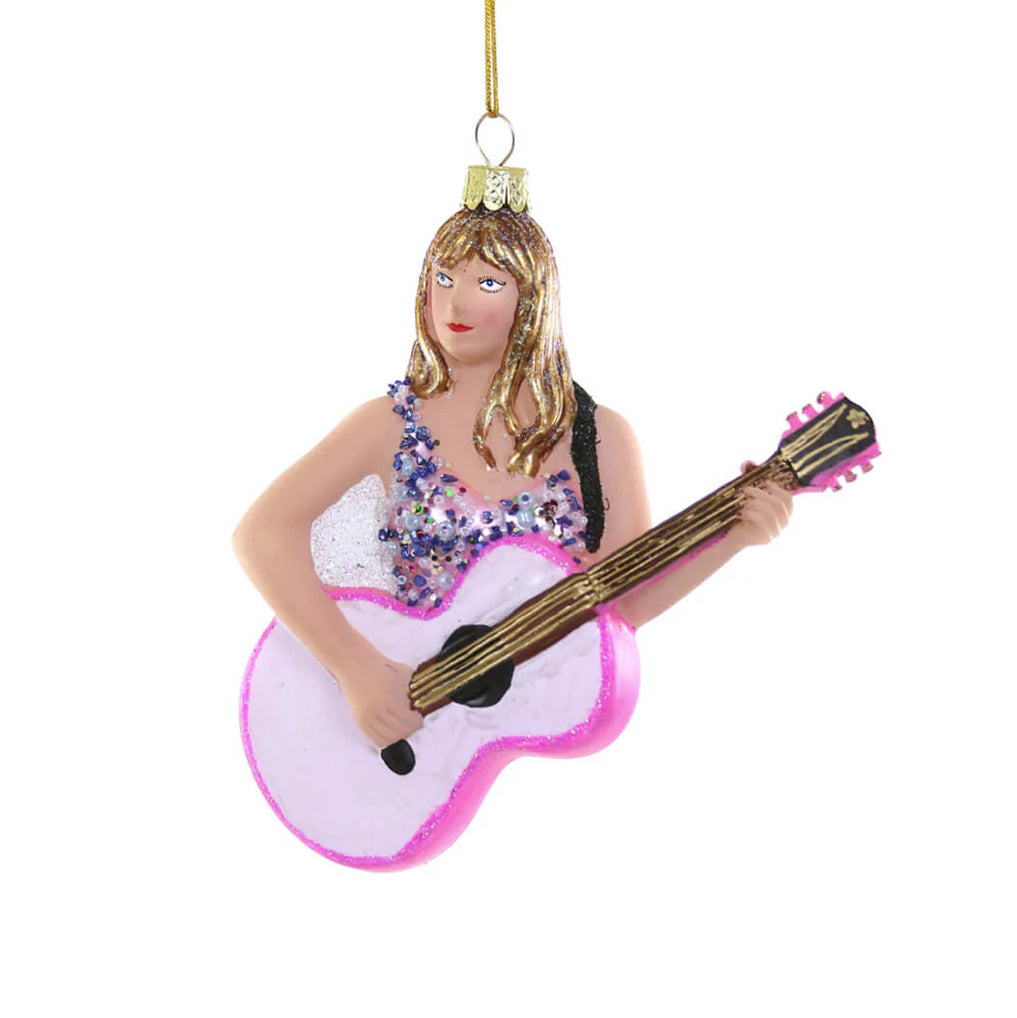 TS Pink Guitar Glass Ornament