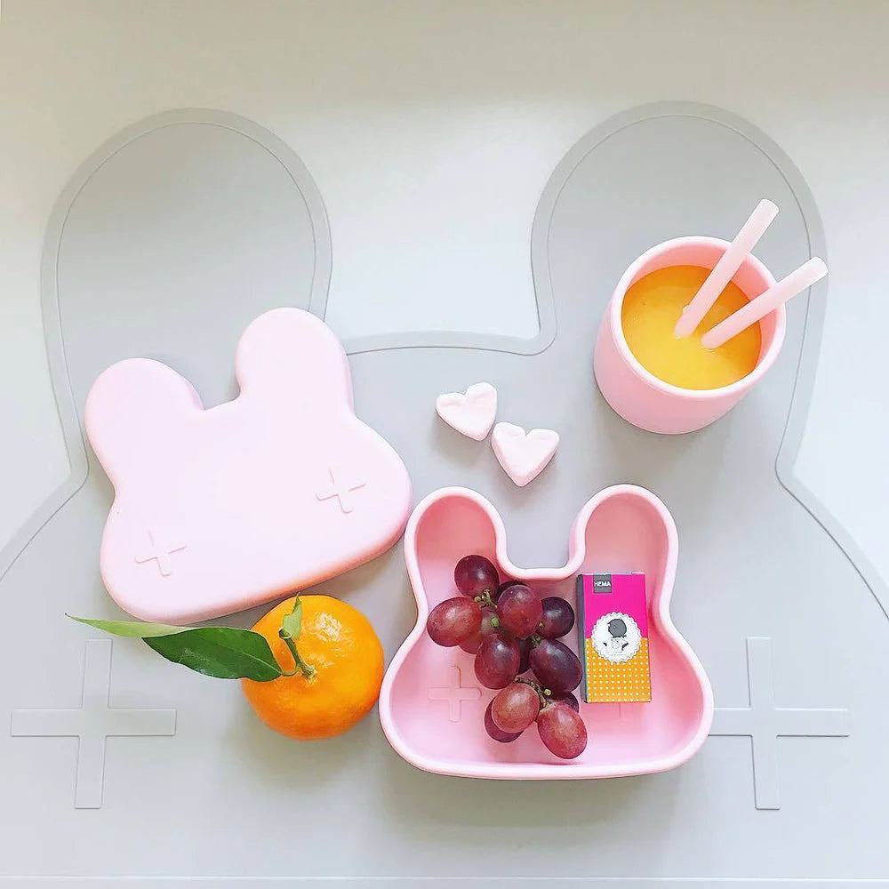 Bunny Snackie-Silicone Snack Container Powder Pink