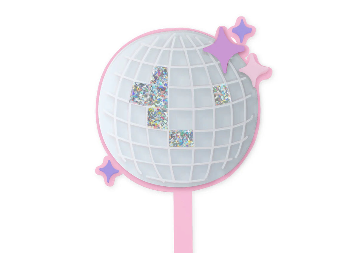 Pink Mirror Disco Ball- Cake Topper