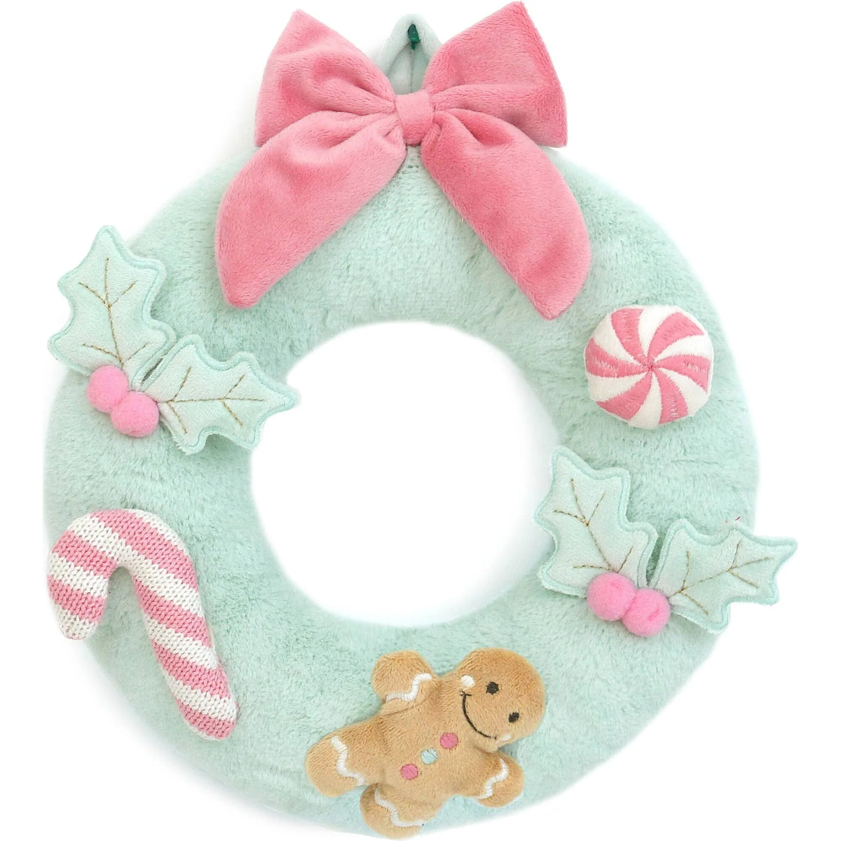 Festive Plush Wreath- Mint