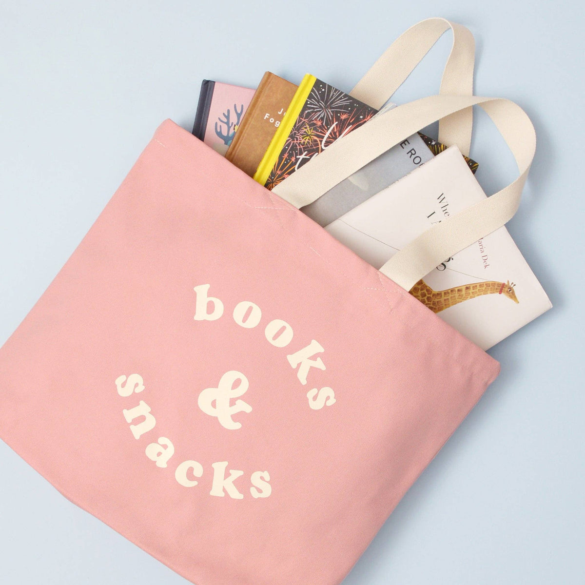 Books &amp; Snacks - Blush Pink Canvas Tote Bag