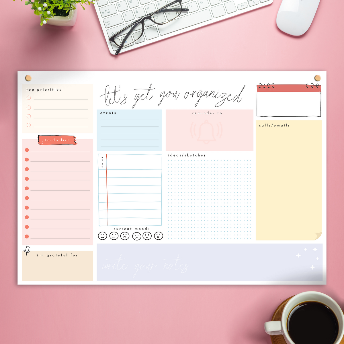 Let&#39;s Get Organized! XL Desk Notepad - 50 Pages