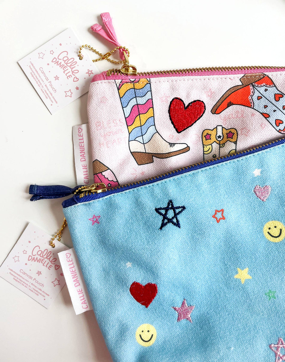 Embroidered Icons Canvas Pouch