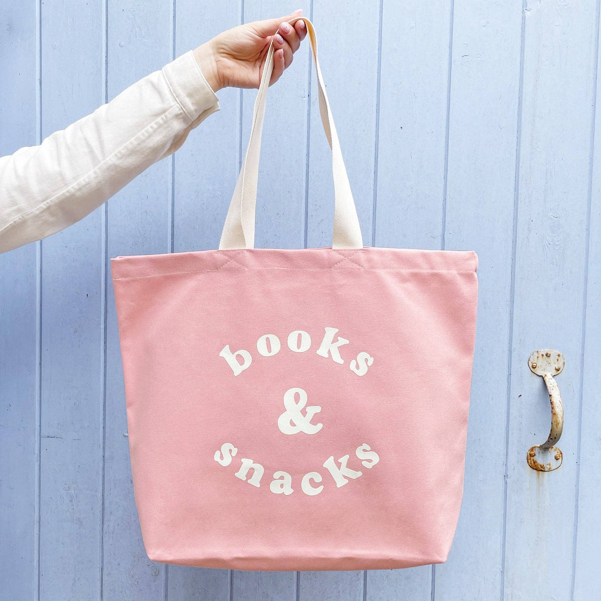 Books &amp; Snacks - Blush Pink Canvas Tote Bag