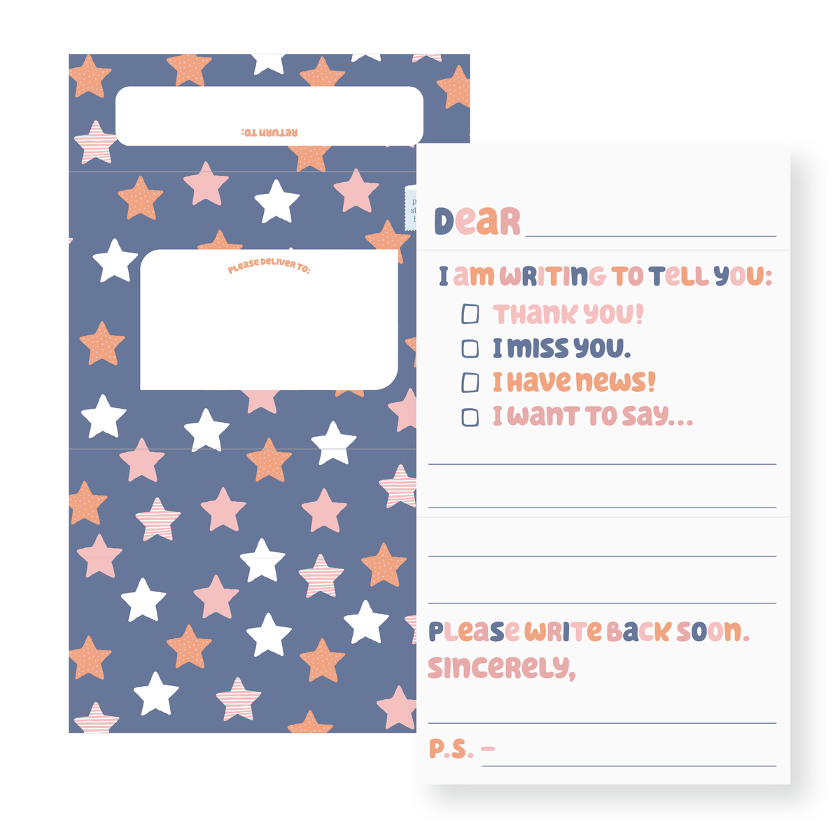 Kids Fill-in Fold Up Letter Set of 10 - Stars