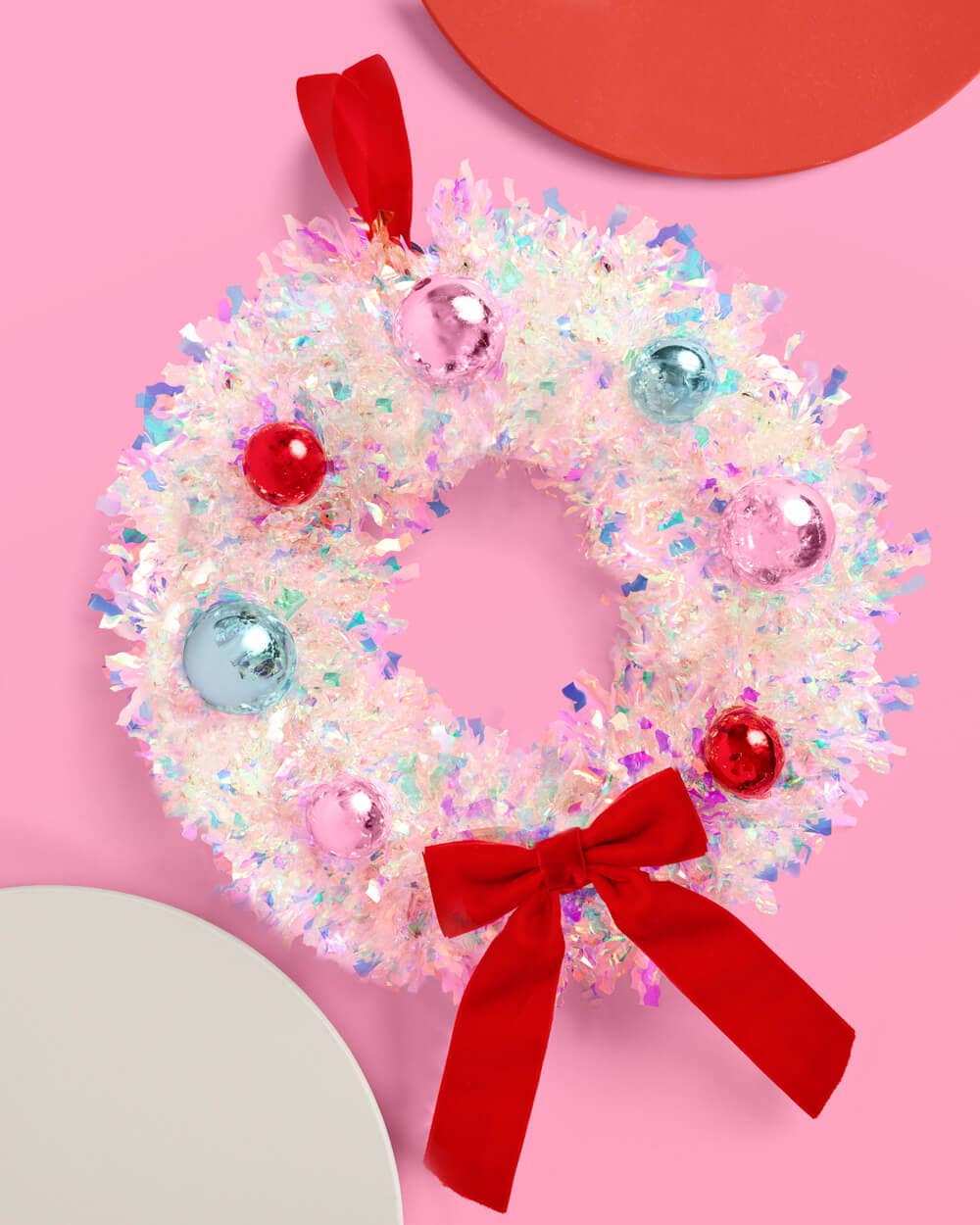 A White Christmas Wreath - white iridescent mini wreath