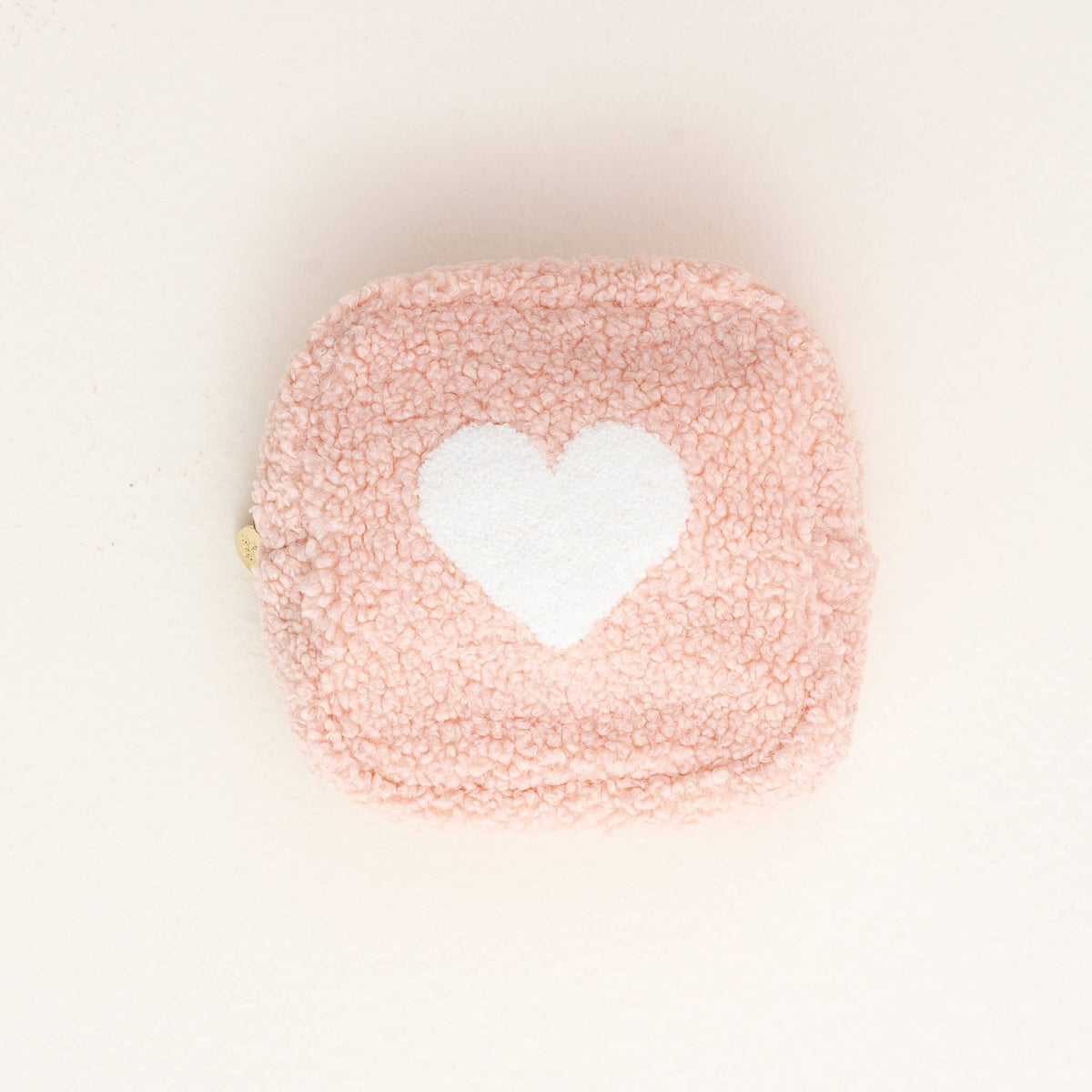 Pink Square Teddy Pouch - Heart