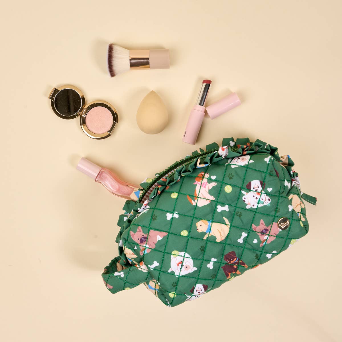 Essentials Quilted Cosmetic Pouch–Dog Days