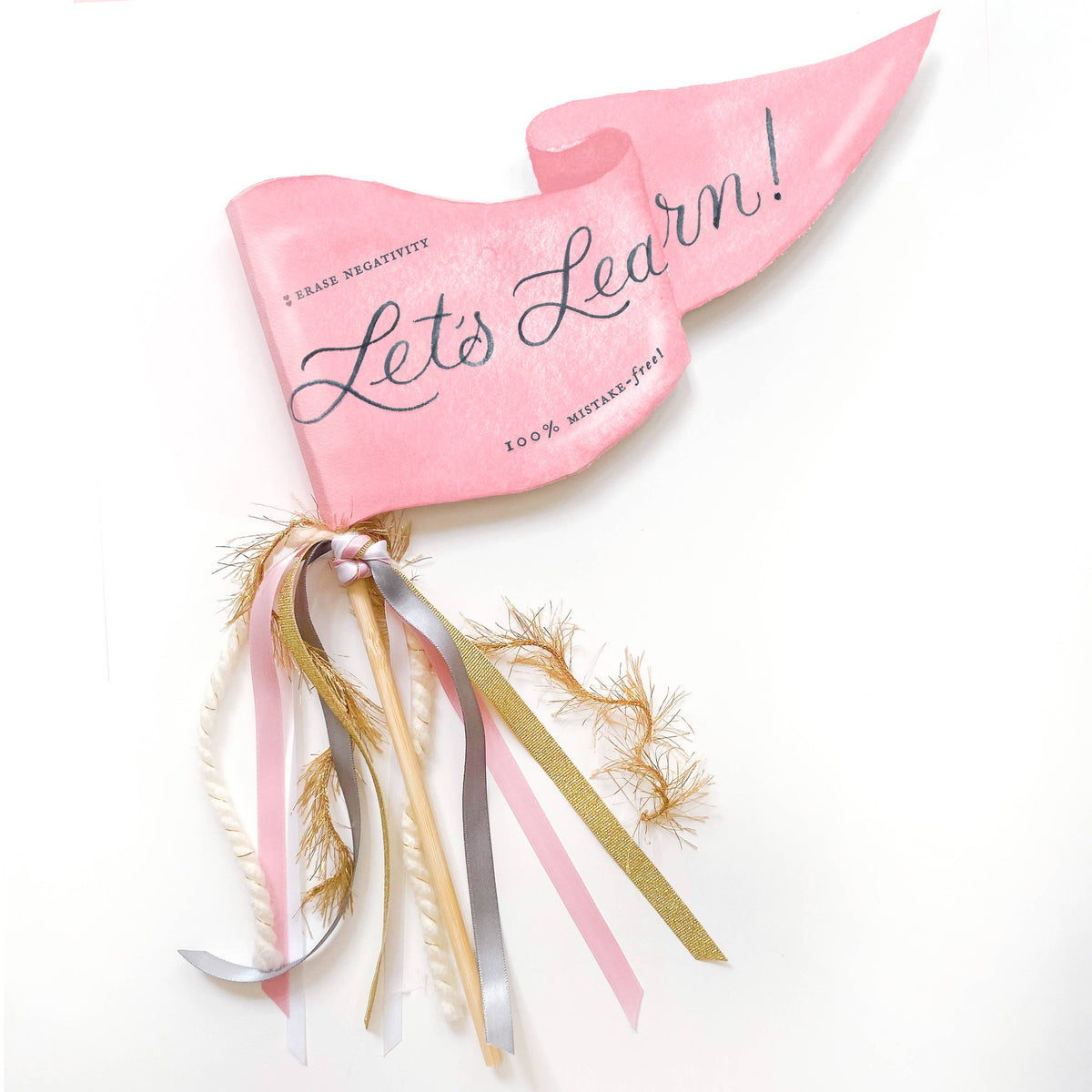 Let&#39;s Learn Pink Eraser Party Pennant