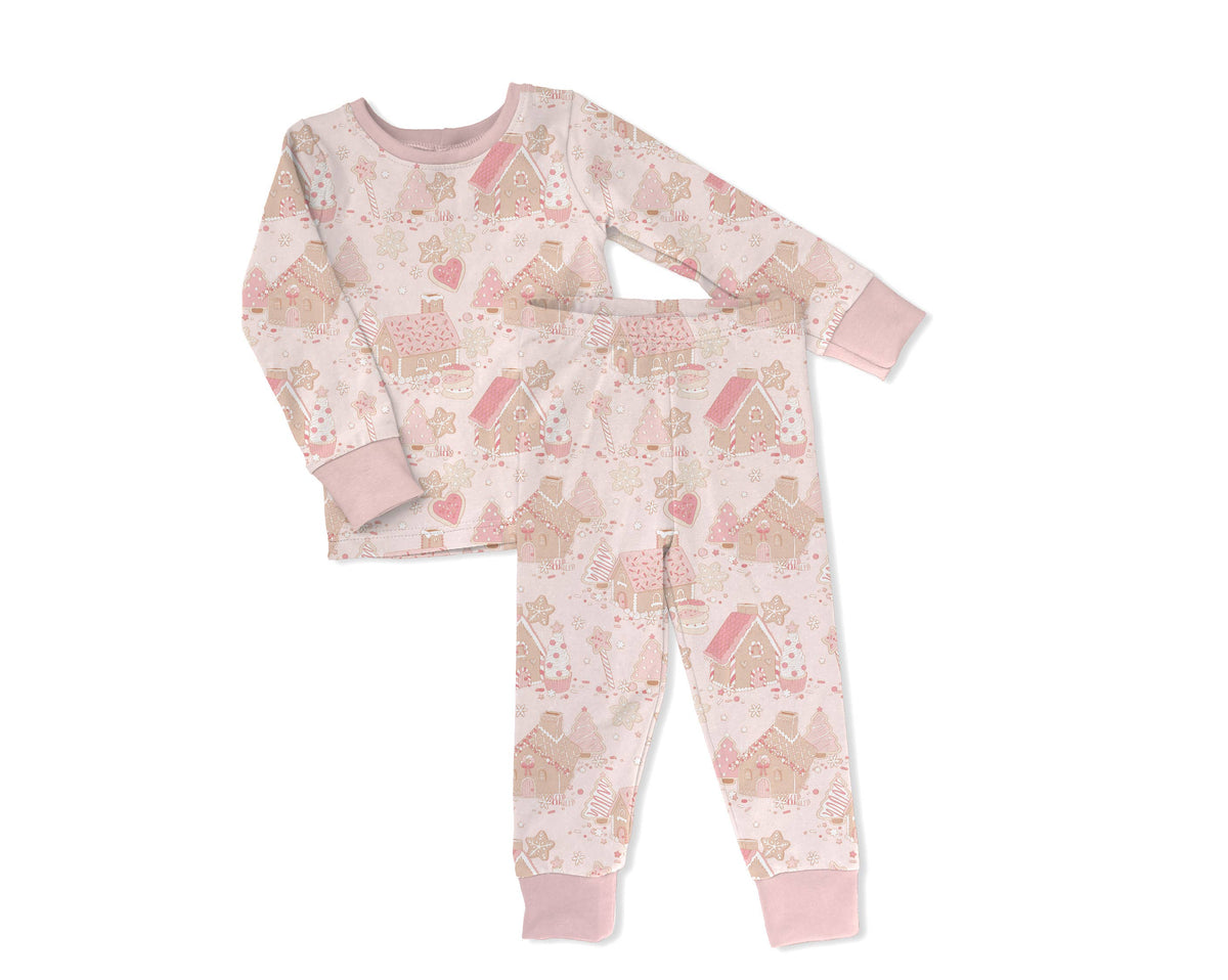 Pink Gingerbread Bamboo Toddler 2-Piece Pajamas