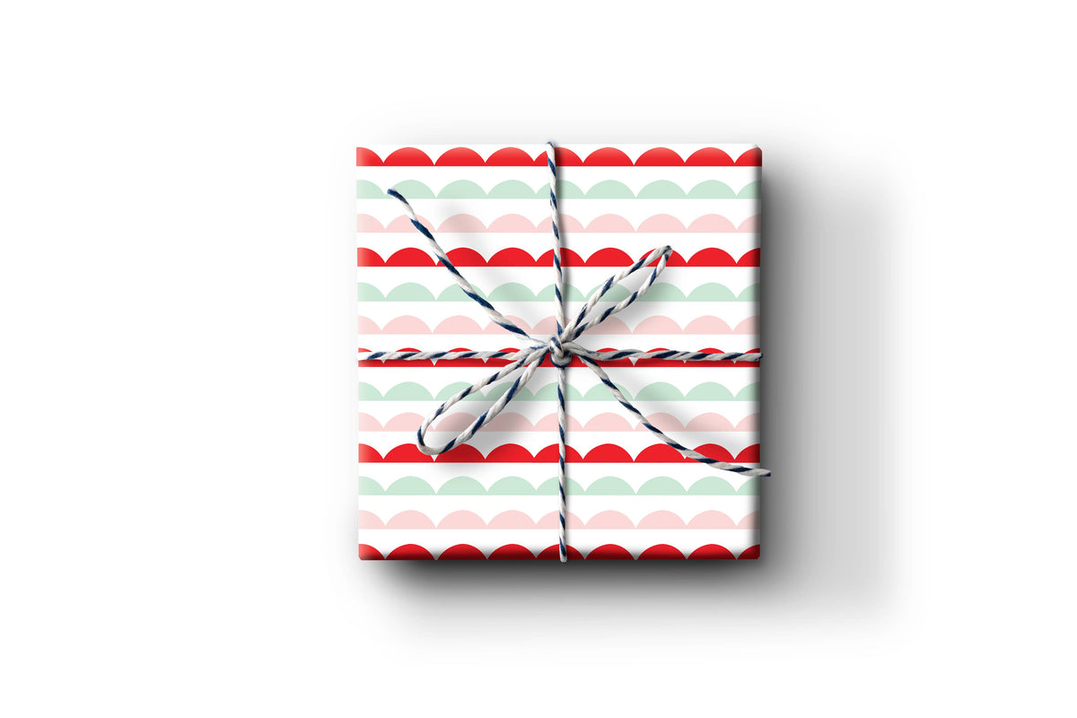 Holiday Scallop Wrapping Paper Sheets