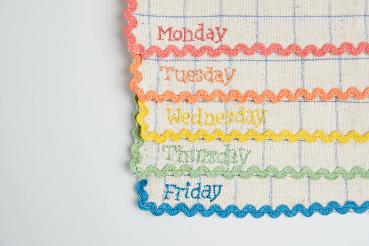 Handwoven Days Of The Week Lunchbox Napkins: English