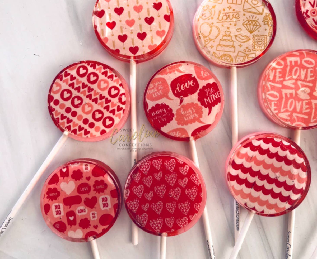 Valentine&#39;s Day Print Lollipops, Raspberry Flavor