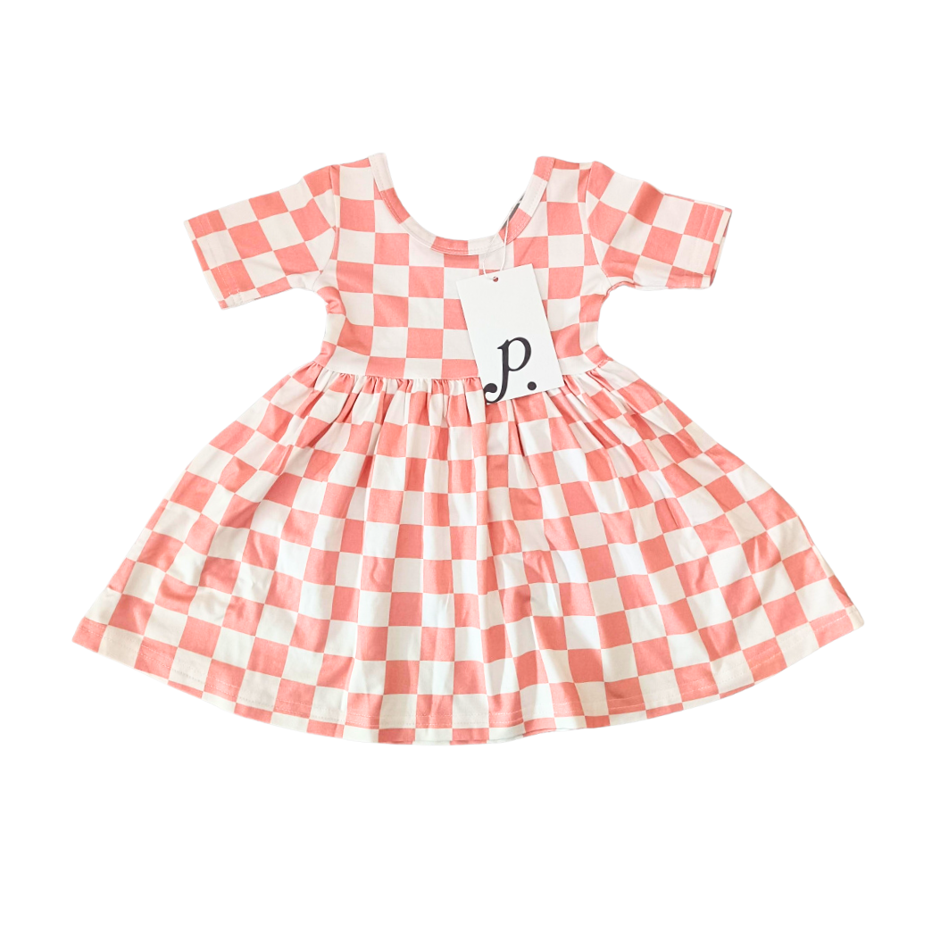 Pink Bamboo Checkerboard Dress