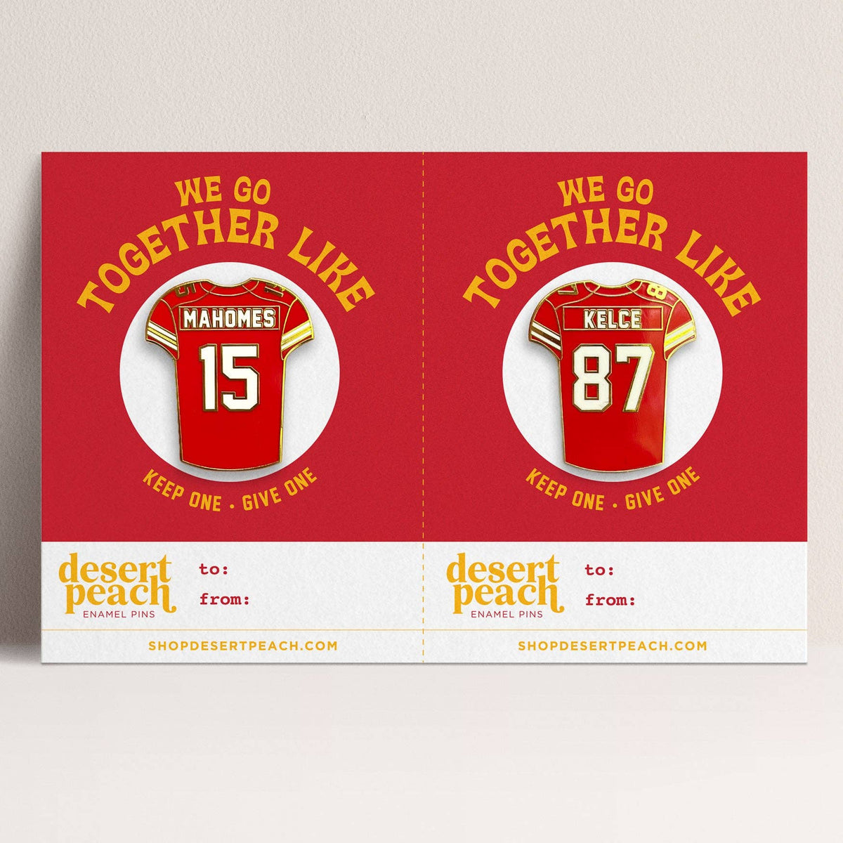 &quot;We Go Together Like Mahomes &amp; Kelce&quot; BFF Enamel Pin Set