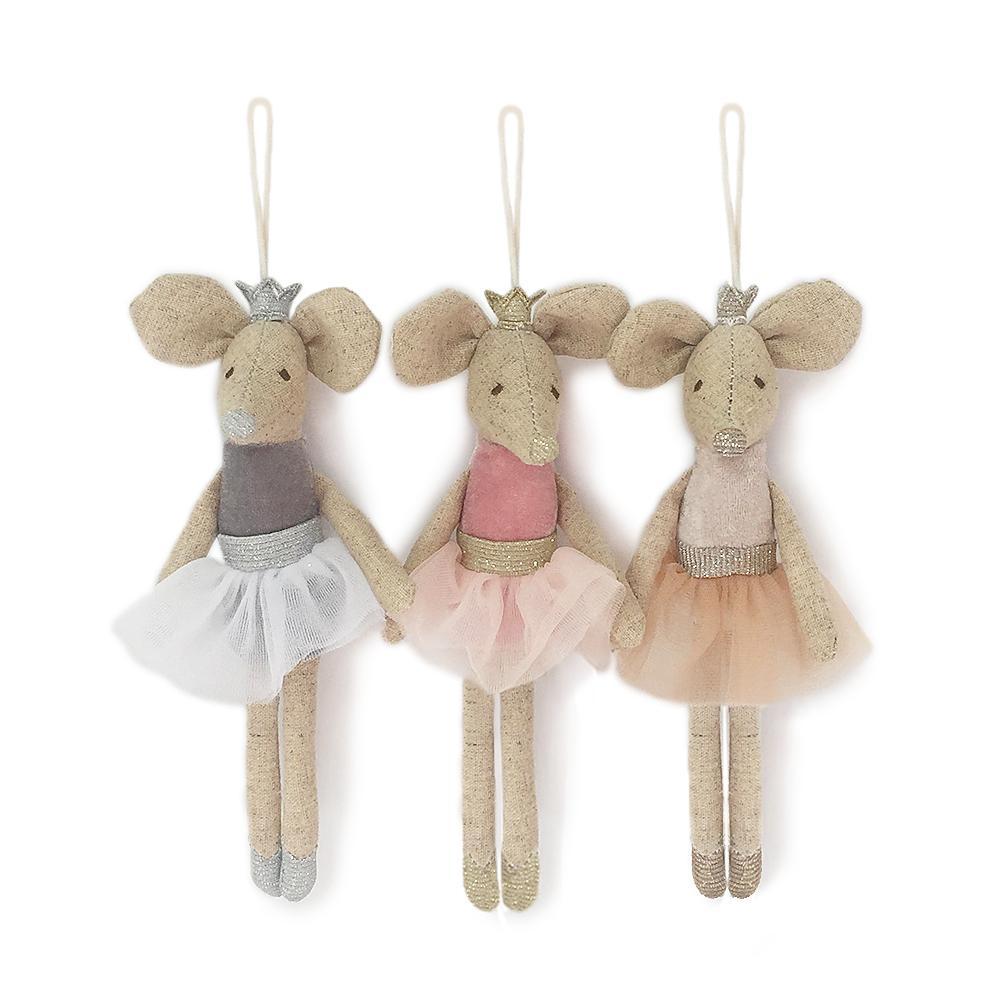 Ballerina Mice Plush Ornaments- Set of 3