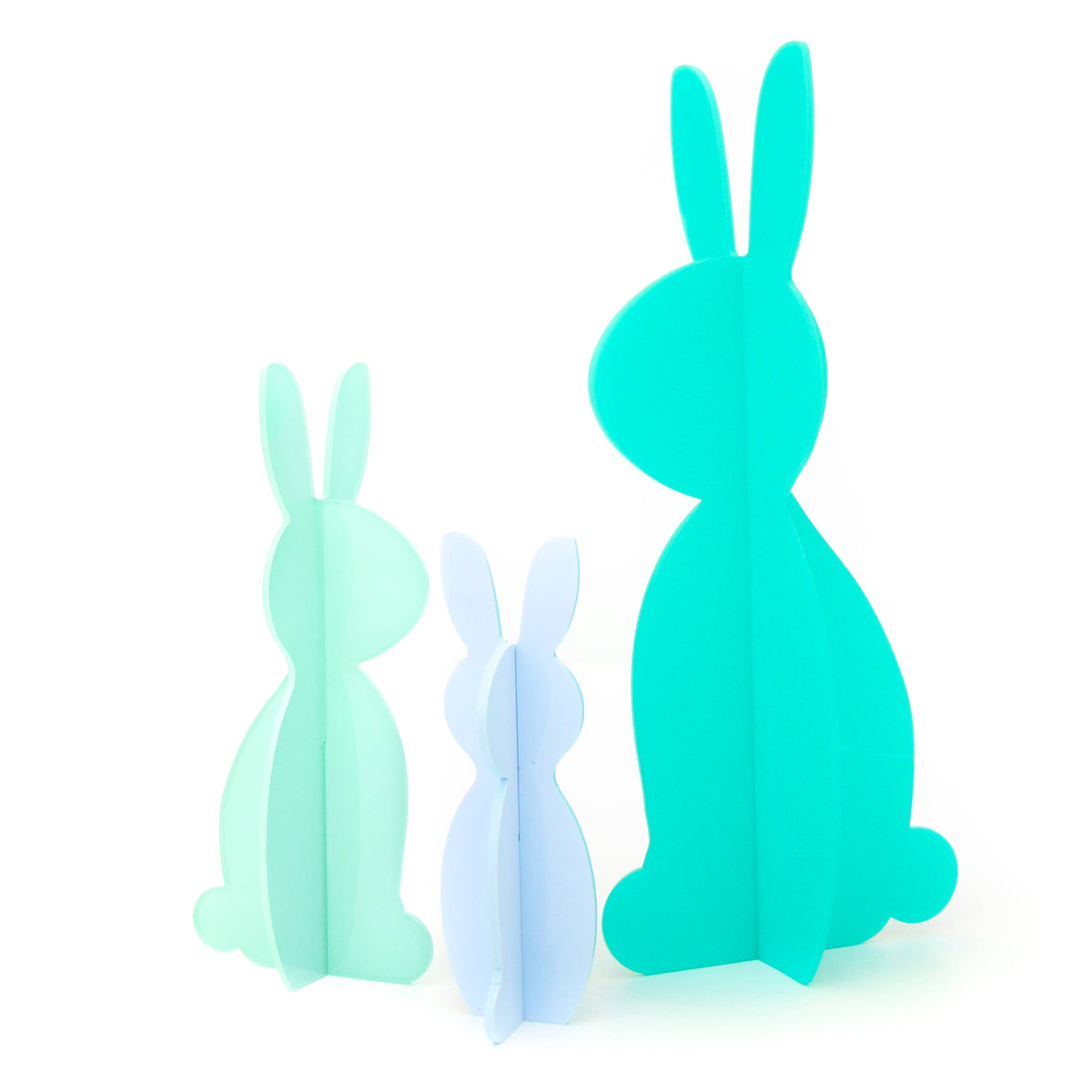 Blue Acrylic Bunny Set