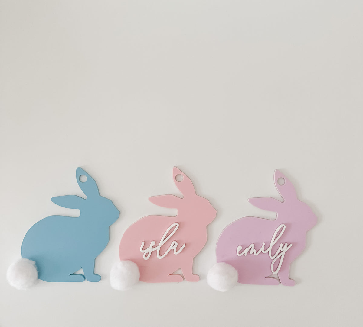 Personalized Bunny Tag with Pom Pom Tail