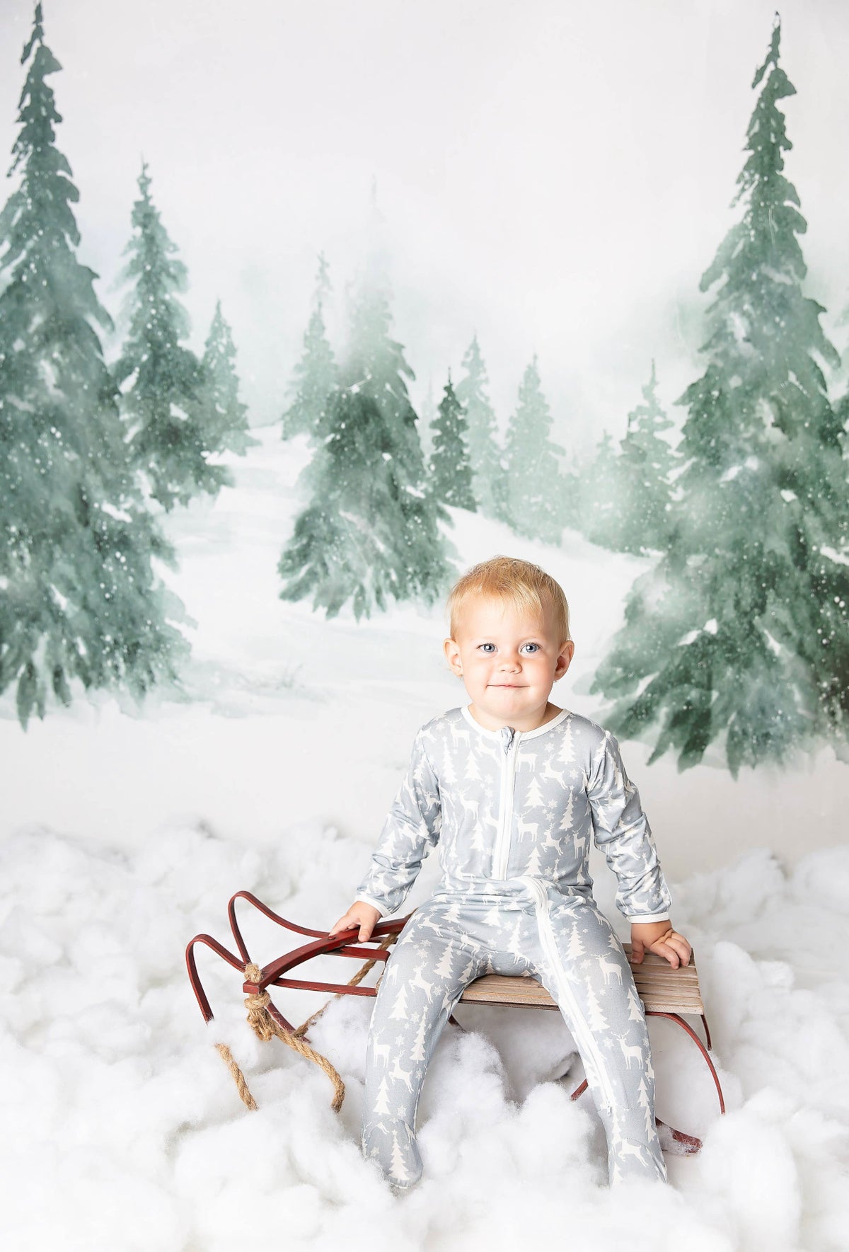 White Christmas Holiday Bamboo Footed Pajamas-