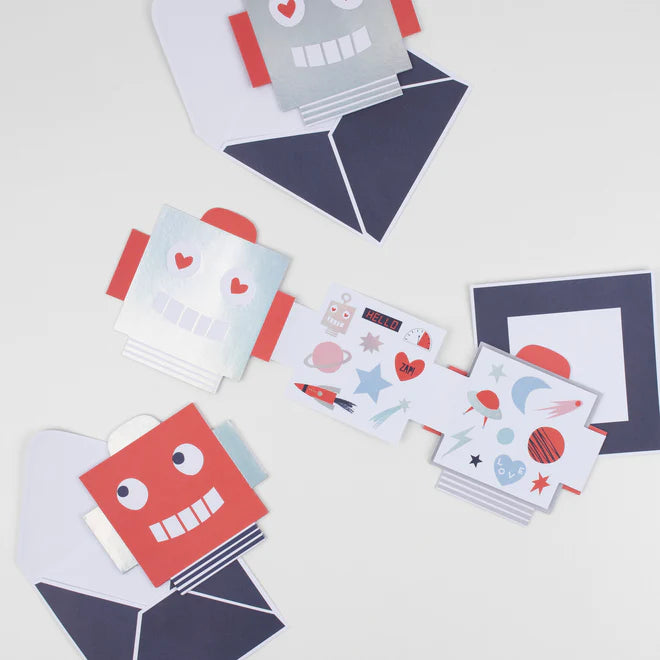 Robot Concertina Cards and Stickers